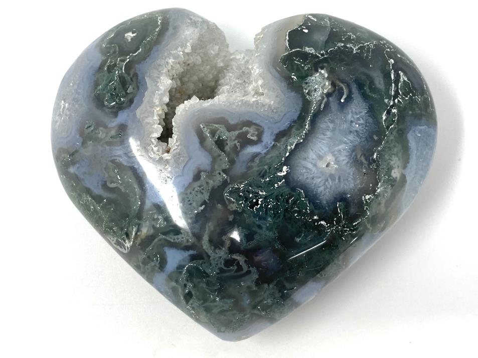 Druzy Moss Agate Heart 7cm | Image 1